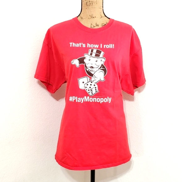 MONOPOLY 'That's how I roll' graphic tee Gildan XL promo board game UNISEX - Picture 1 of 7